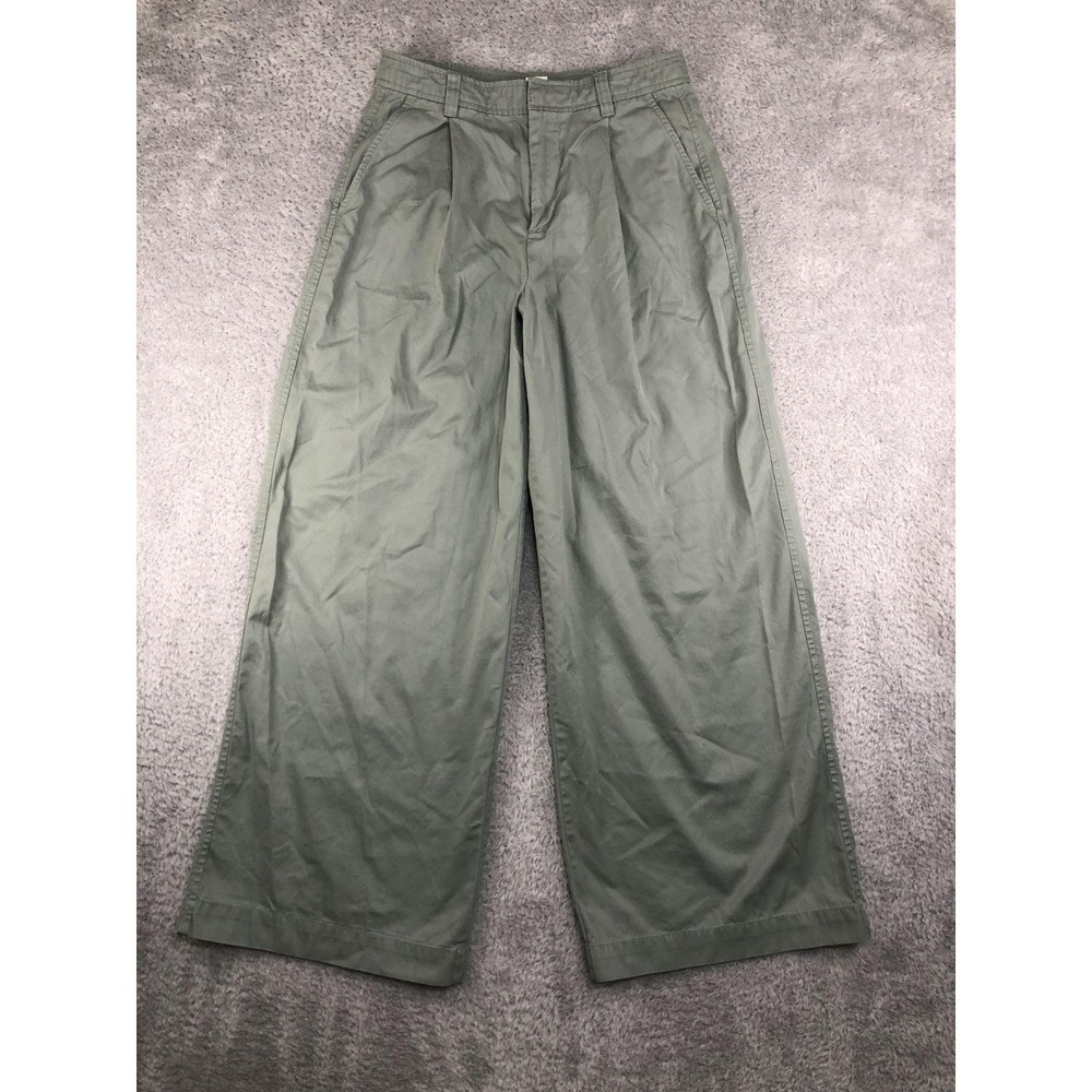 Gap Pants Womens 6 (29x30) Green Wide Leg Pleated Chino High Rise